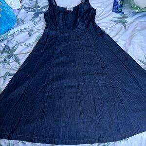 J. Crew Blue A-Line Midi Dress Sleeveless Scoop Neck